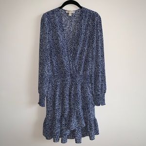 Michael Kors Blue and White Ruffle Dress